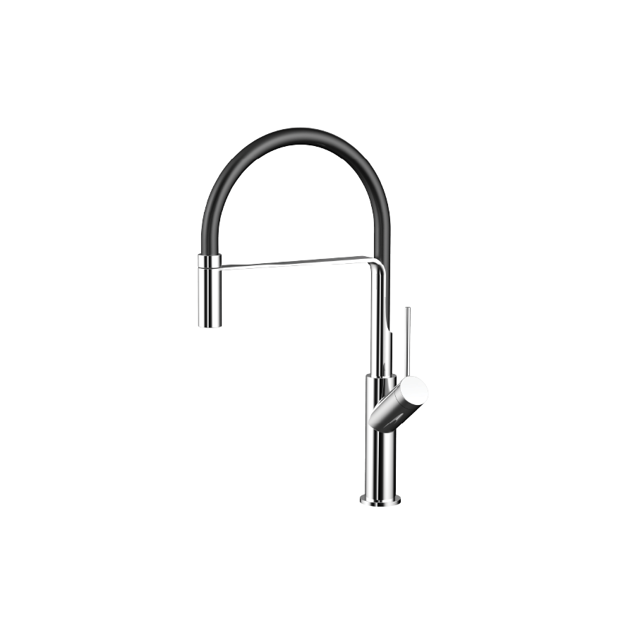 Vòi rửa chén nóng lạnh dây silicon đồng thau chrome
