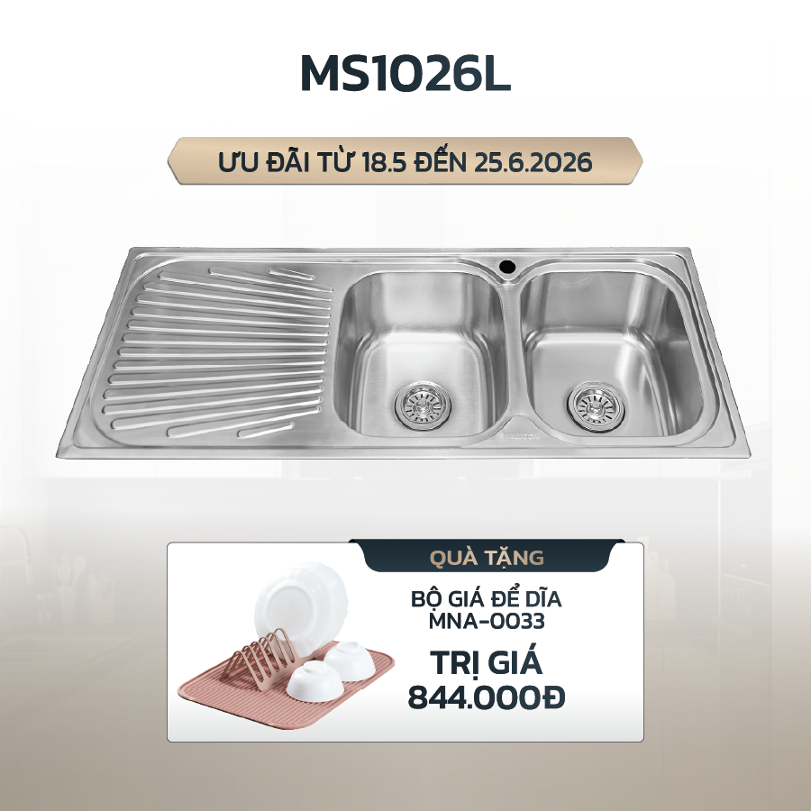 Chậu rửa chén 2 hố inox 304 kích thước 118cm