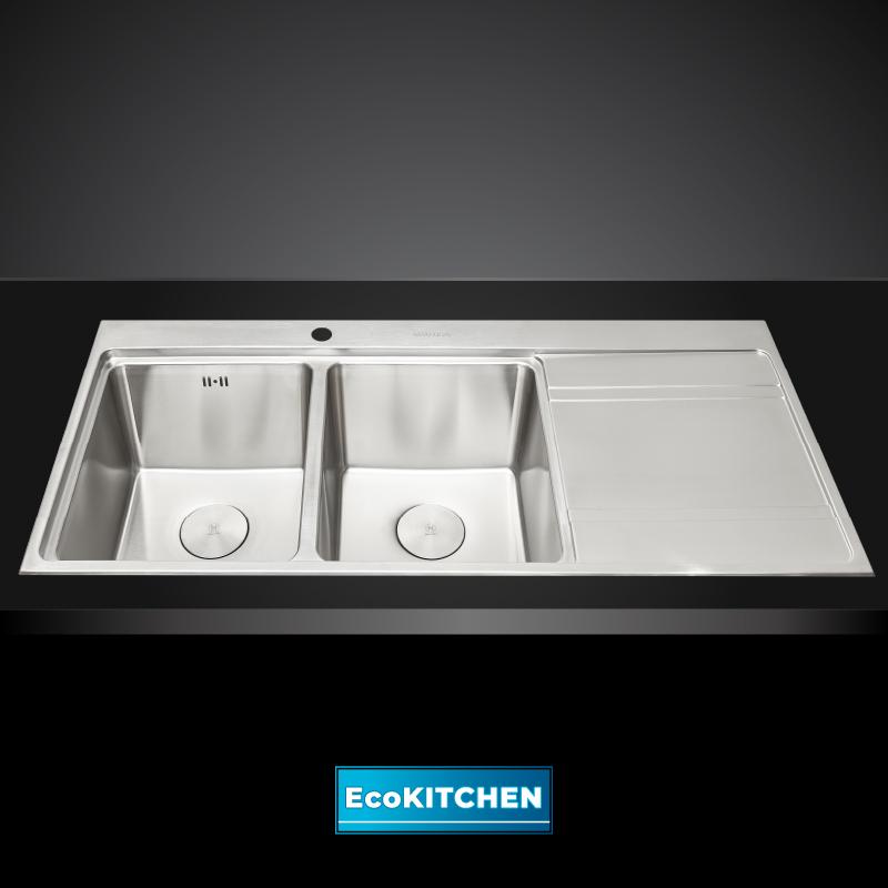 Chậu rửa chén 2 hố inox 304 kích thước 116cm