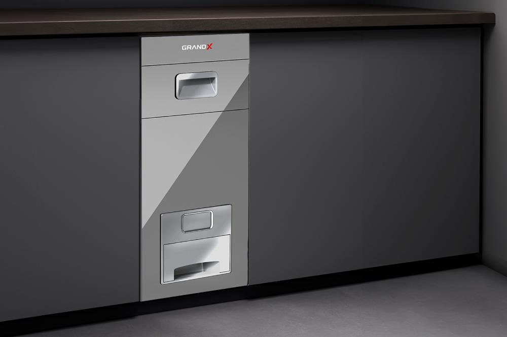 Thùng gạo mặt kính màu xám nút nhấn 300mm inox GrandX XR.G302G